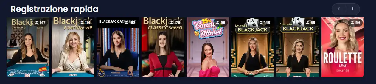Schermata reale della sezione casino live Plexbet con tavoli e giochi live visibili