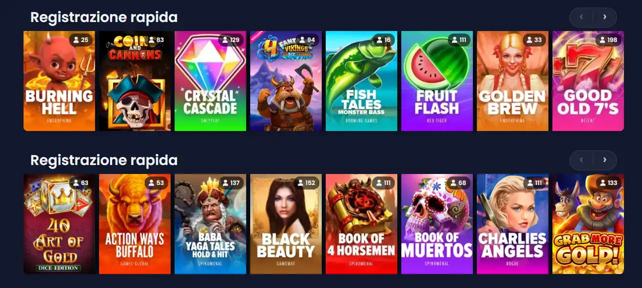 Schermata reale del catalogo Plexbet con categorie casino e giochi visibili